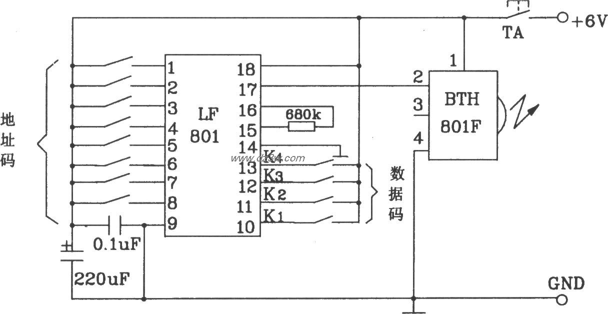 BTH-801F构成多路红外遥电路图