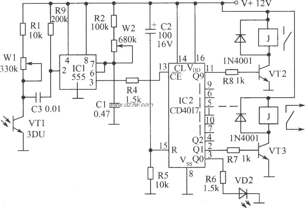 连续闪光摄影控制电路电路图