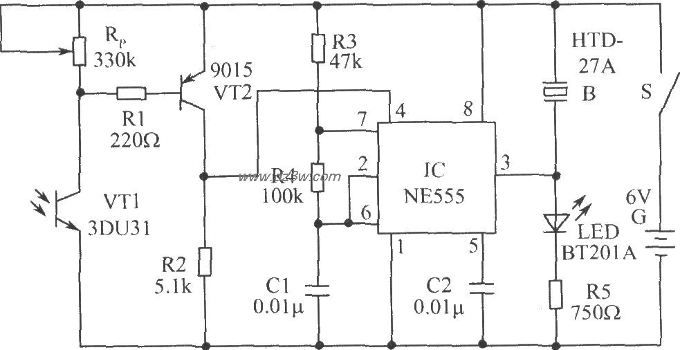 遥控检测器的电路原理图电路图