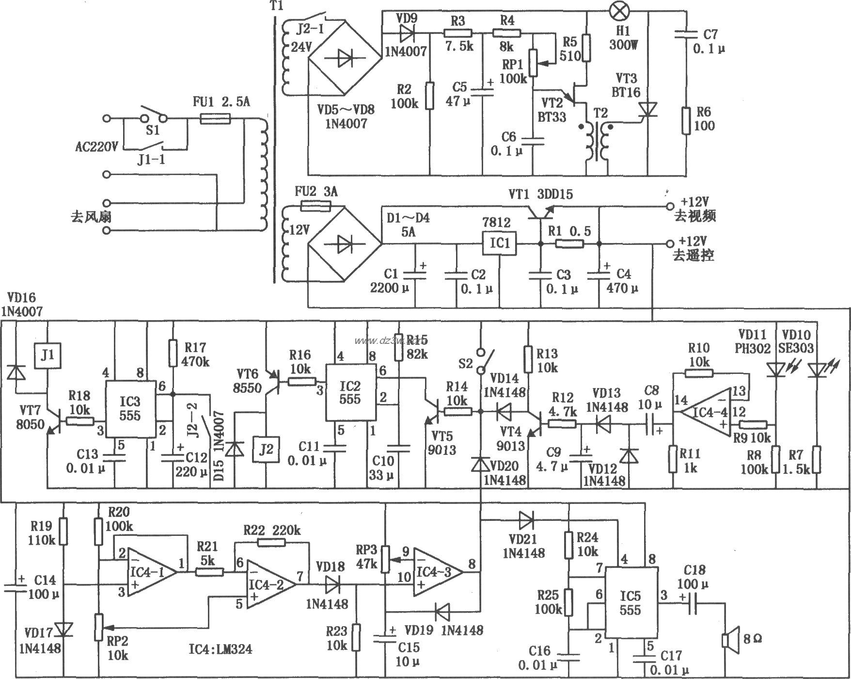 液晶投影机多功能控制器电路图
