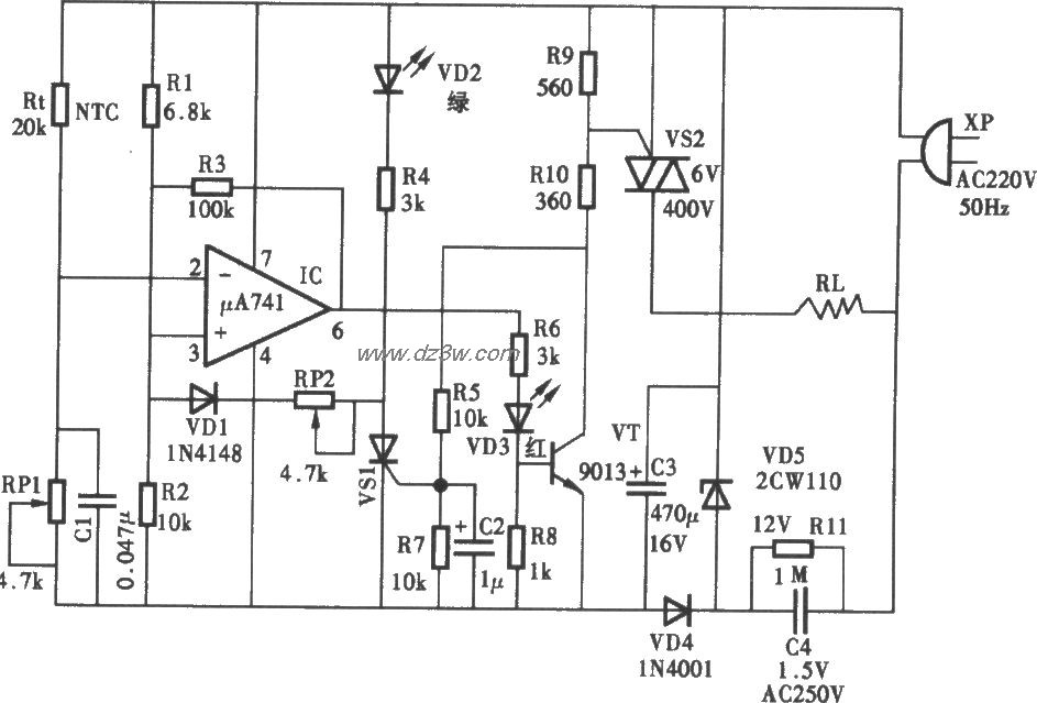 电饭锅温度控制器电路电路图