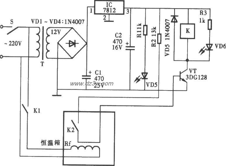 造价低廉的温度控制器电电路图