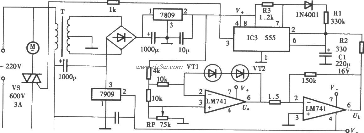 电风扇温控电路电路图