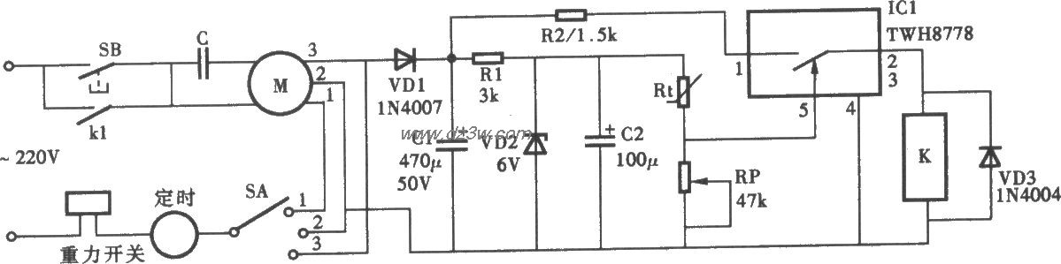 电风扇加装温控器电路电路图