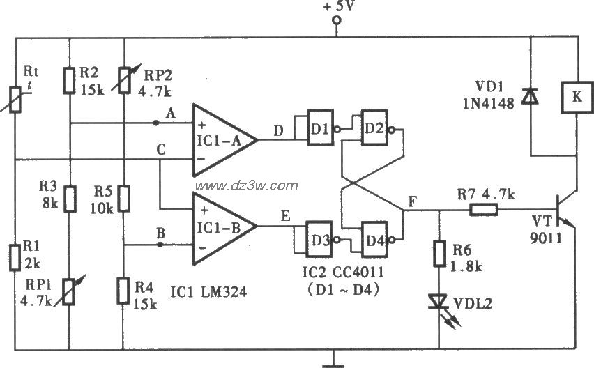 双限值的温度控制电路电路图