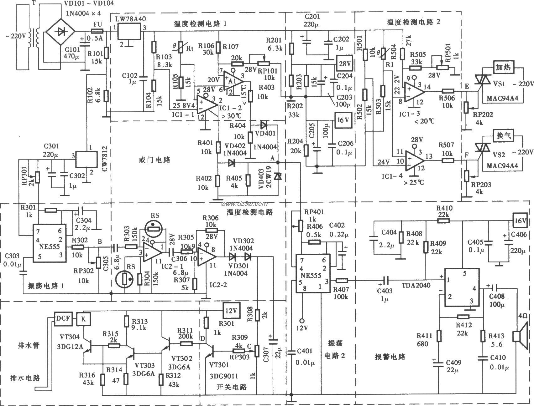 大棚温度和湿度自动控制电路图