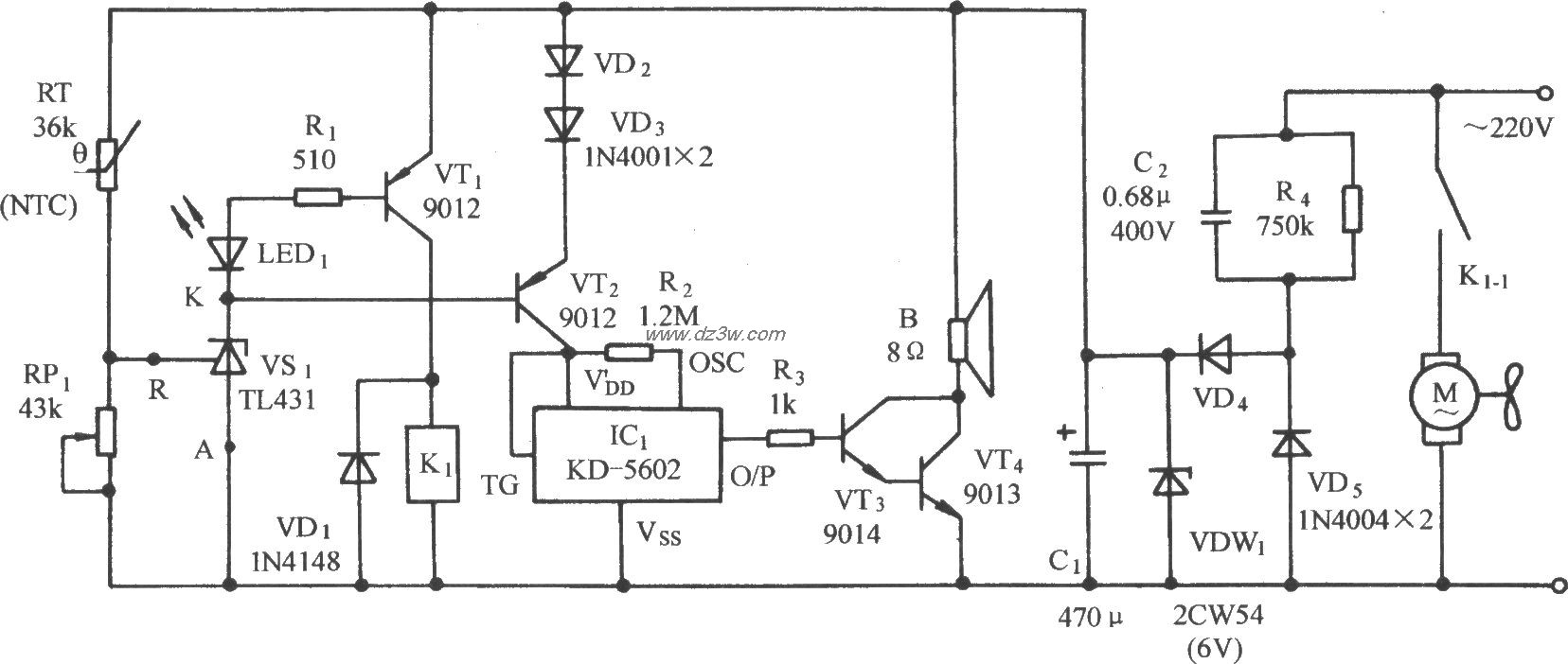 温度上限动物呜叫告警及电路图