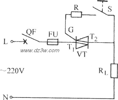 双向晶闸管单相控制电路电路图
