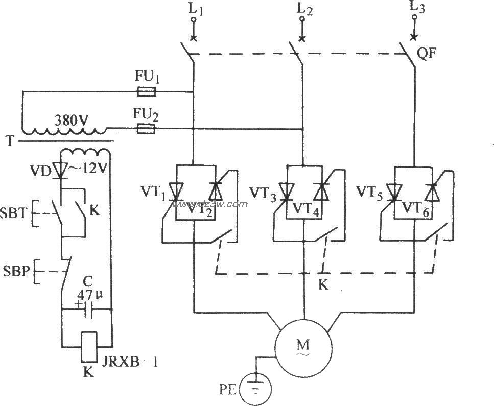 普通晶闸管三相控制电路电路图