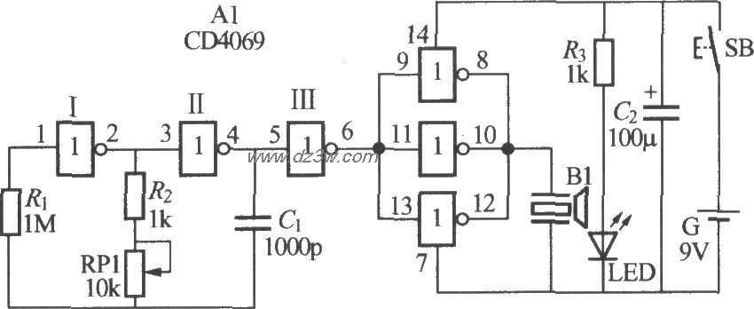 超声波遥控调光灯电路电路图