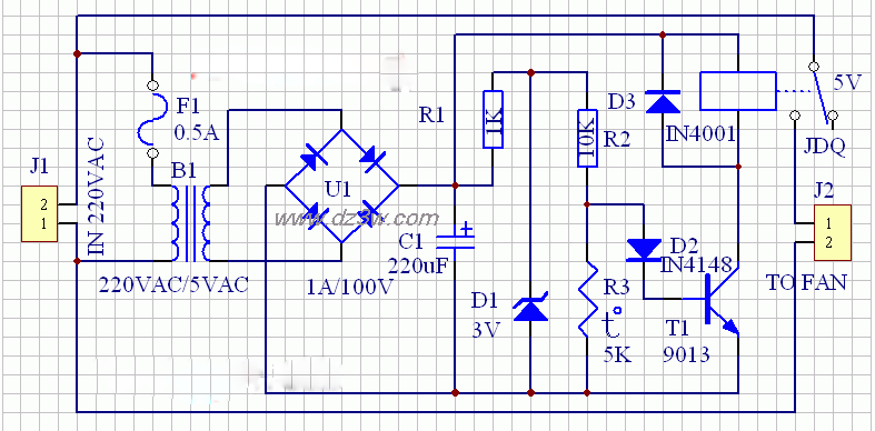 排气扇自动开启电路原理电路图