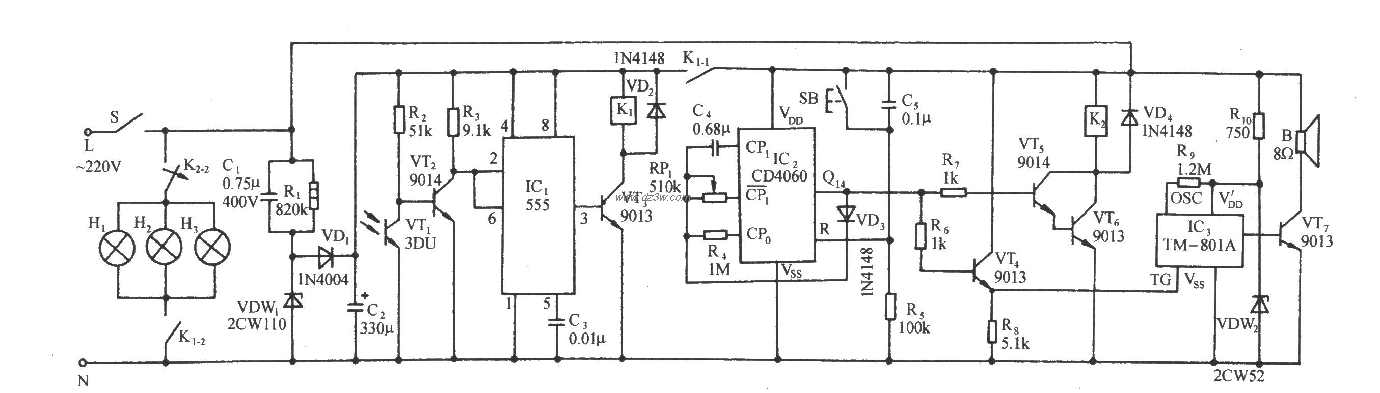 蛋鸡高产自动增光照射伴电路图