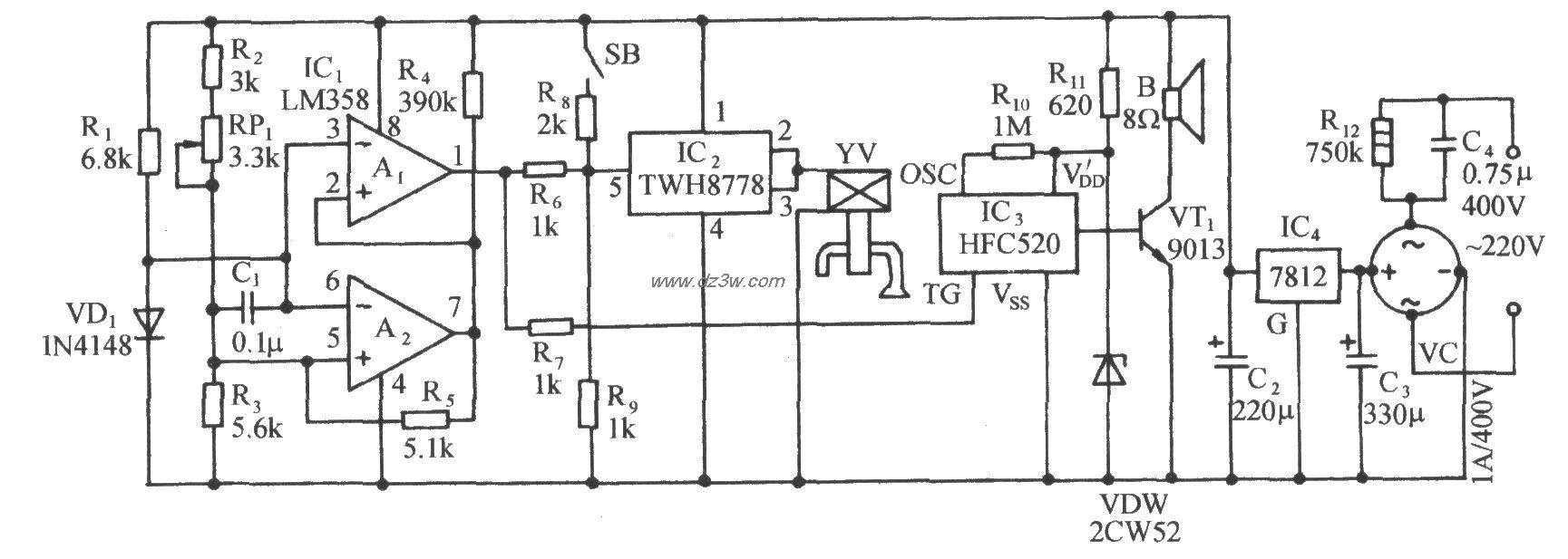珍兽馆舍超温自动喷水降电路图