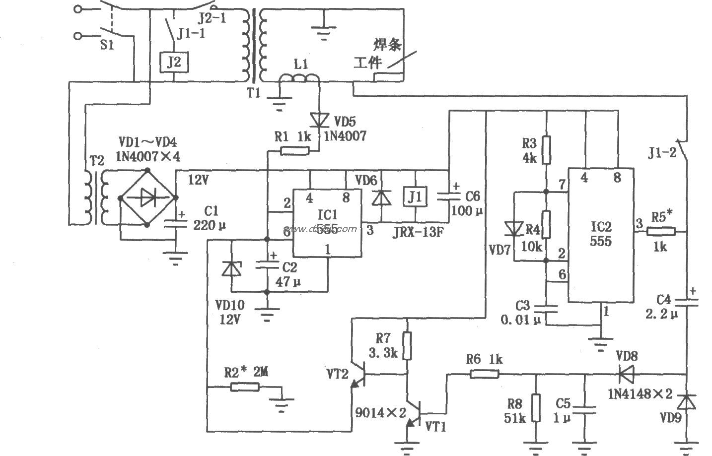 交流电焊机节电控制器电路图