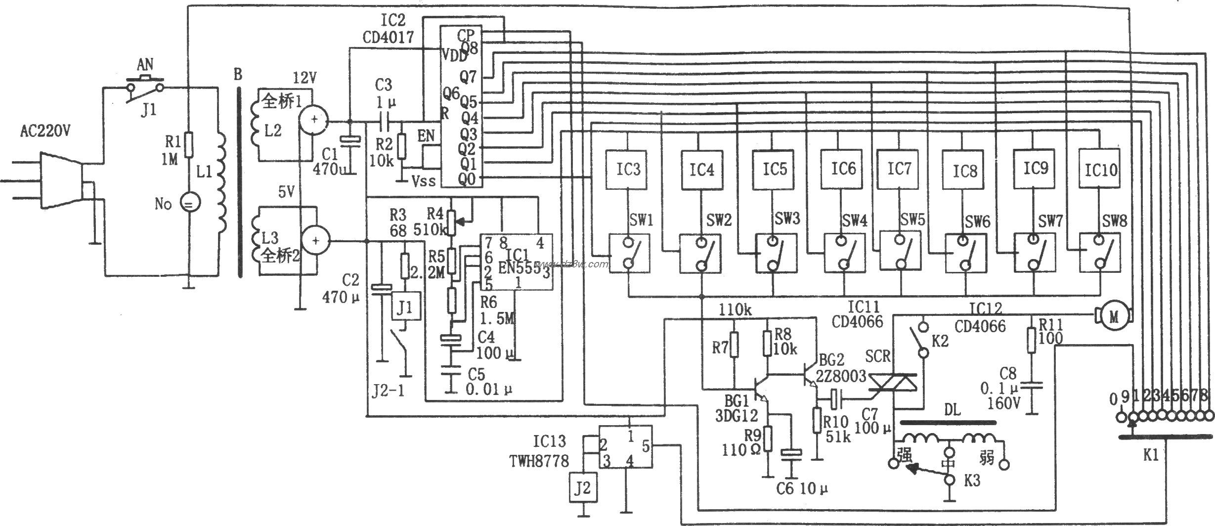 仿真自然风控制电路电路图