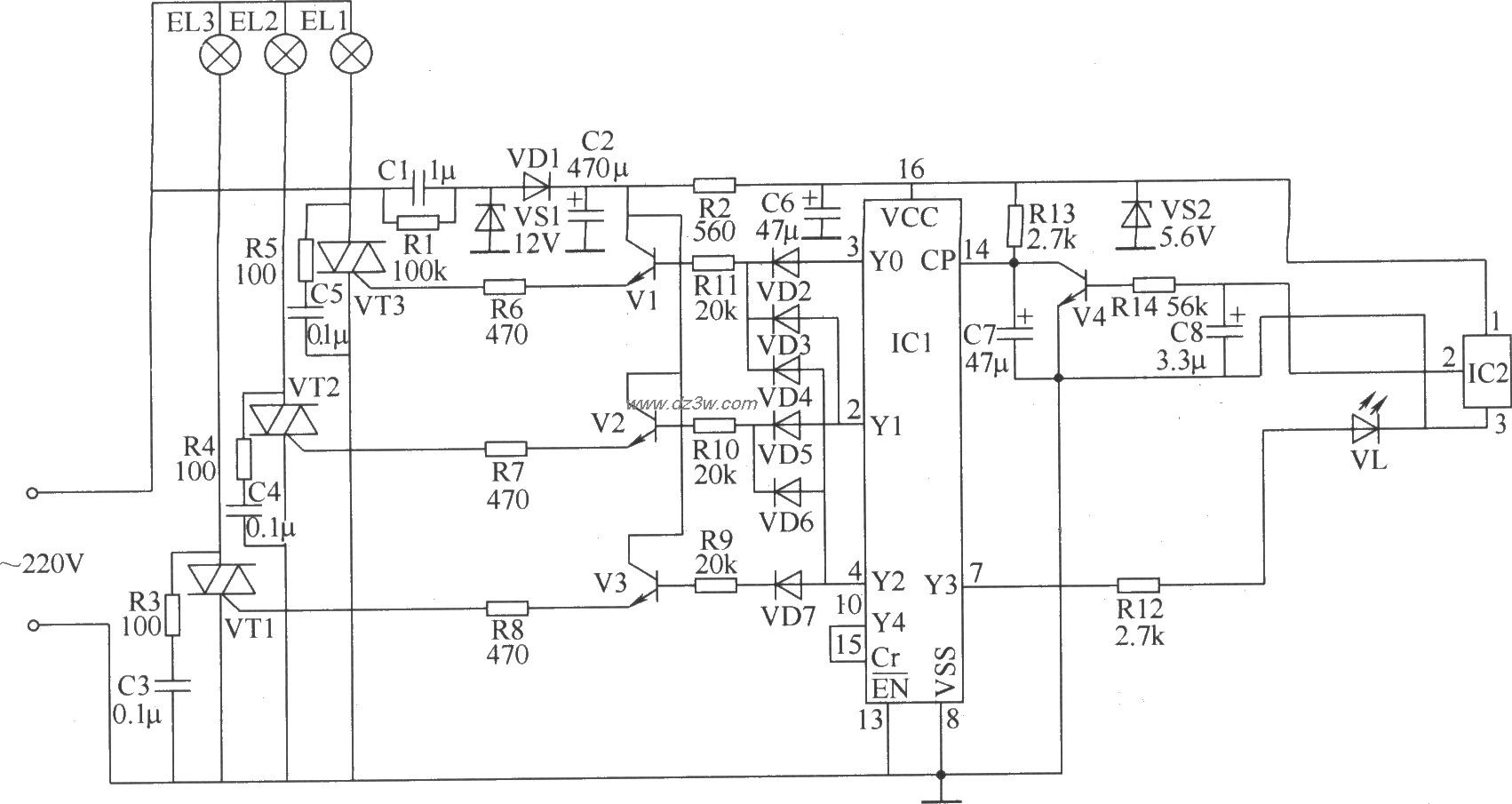 吊灯红外遥控开关电路电路图