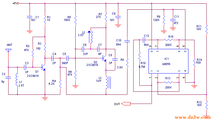 三极管9018组成的超再生电路图
