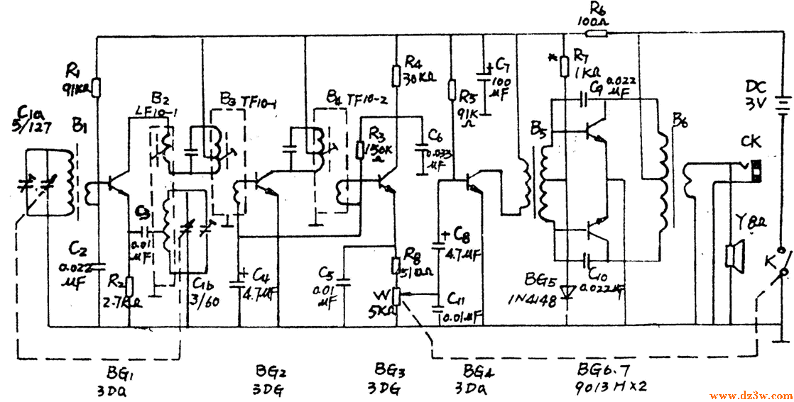 超外差式收音机电路图电路图