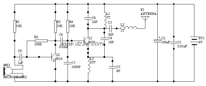 距离达1000米的单管振荡电路图