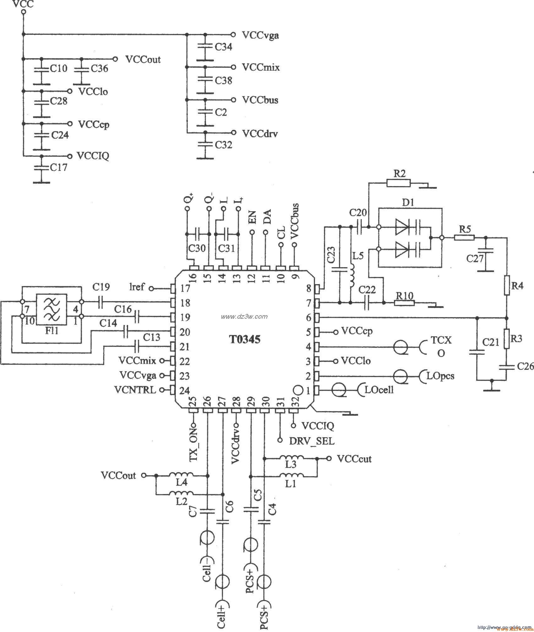 AMPS/CDMA双频三模发射器电路图