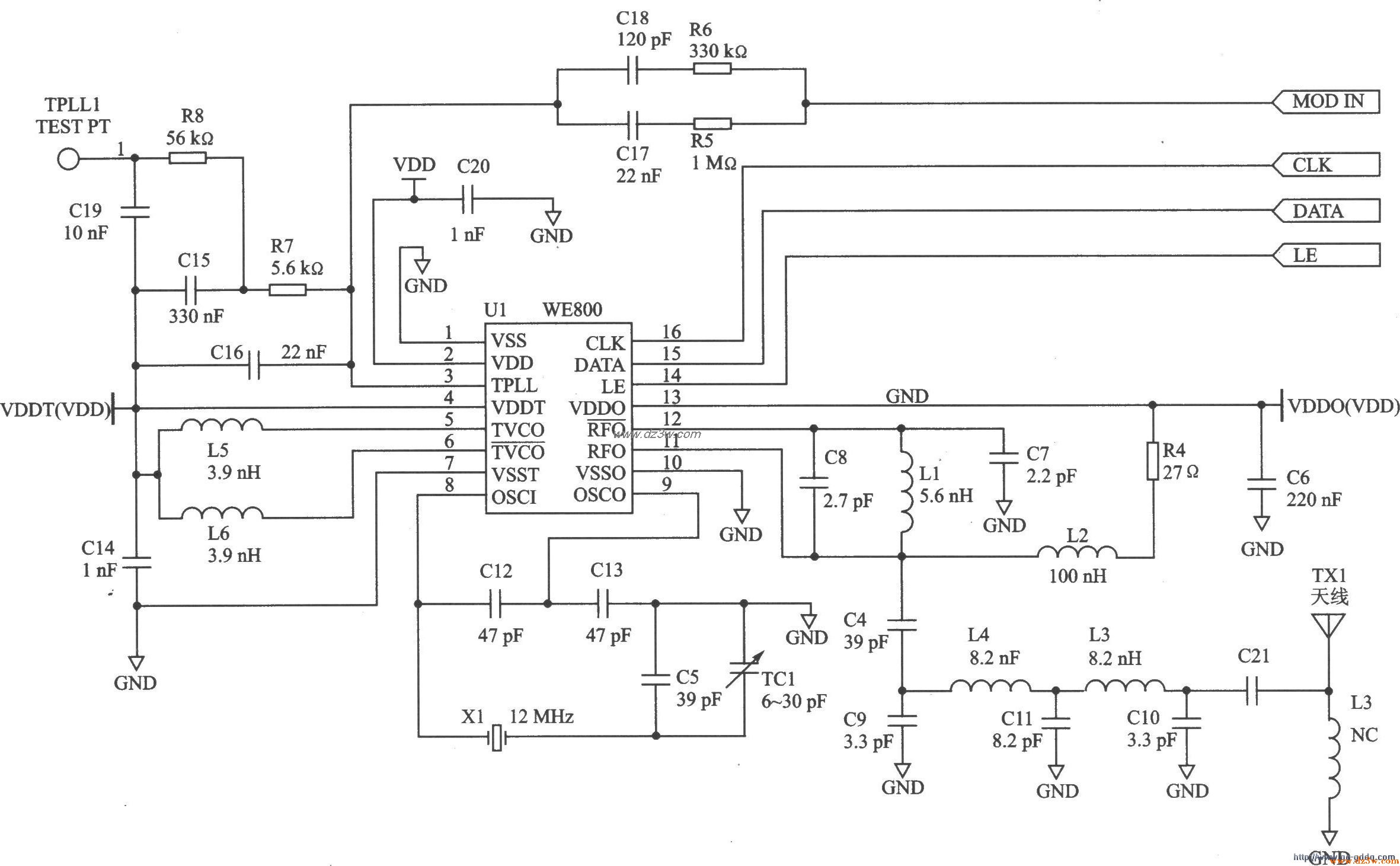 FM/FSK发射器发射器WE80电路图