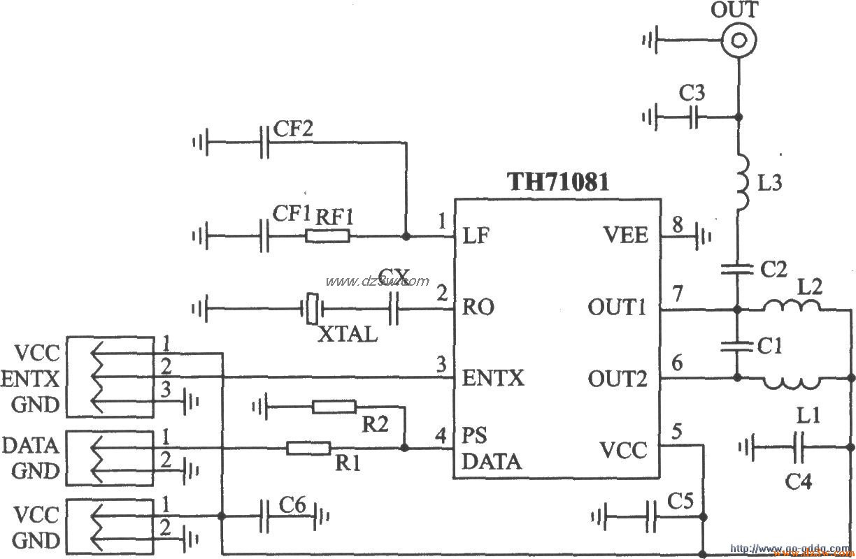 ASK发射器TH71081应用电电路图