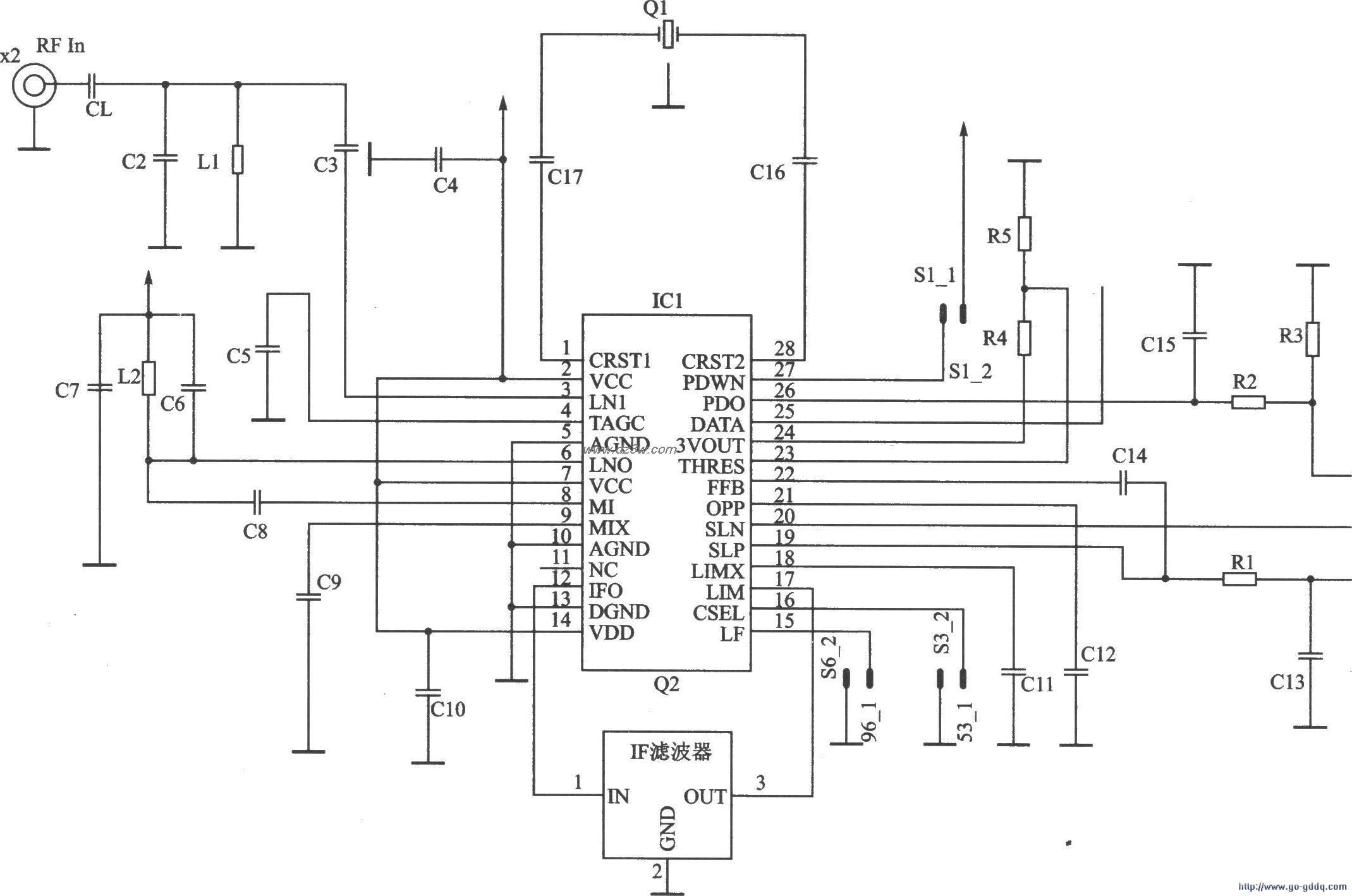 ASK接收器TDA5200应用电电路图