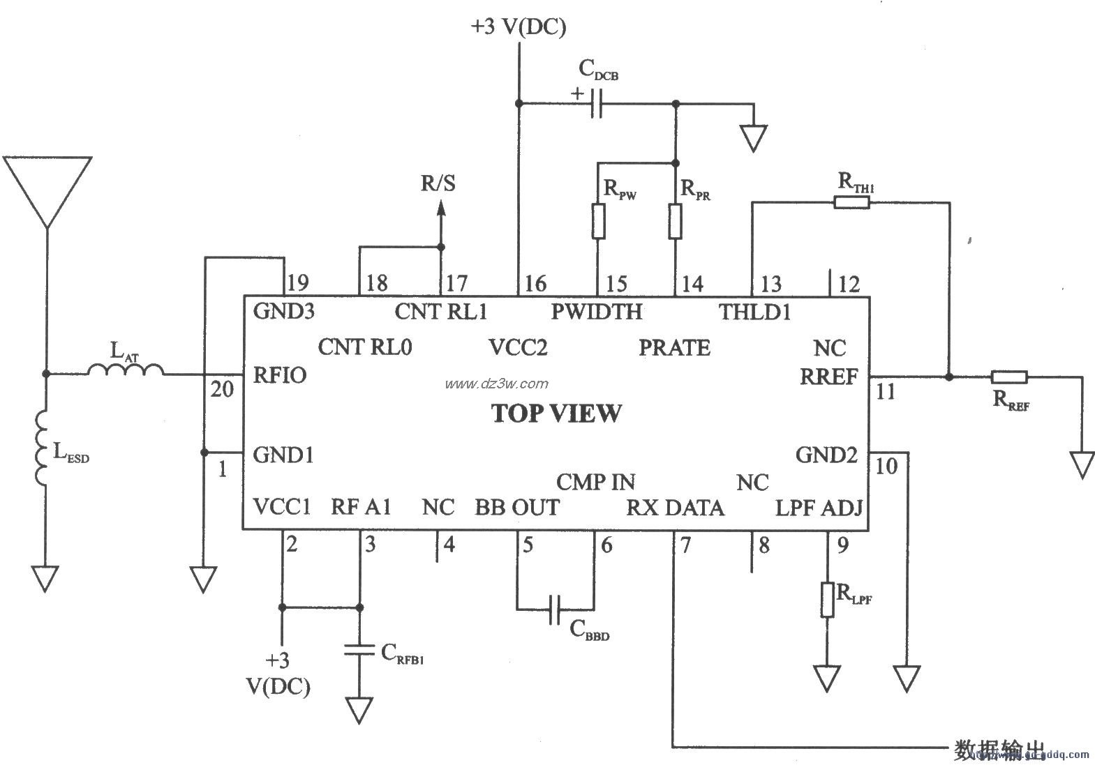 ASK接收器RX650100K应用电路图