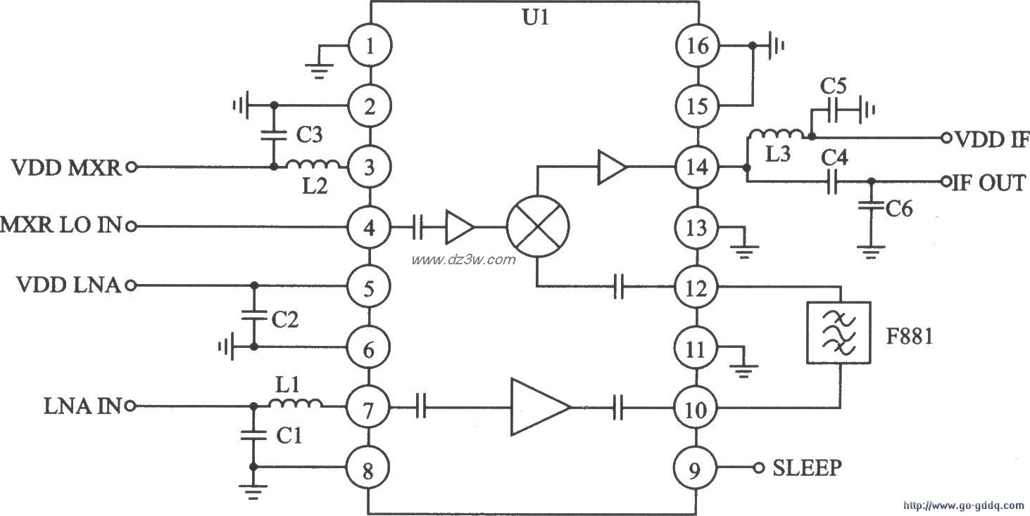 TDMA/AMPS接收器TQ5122应电路图