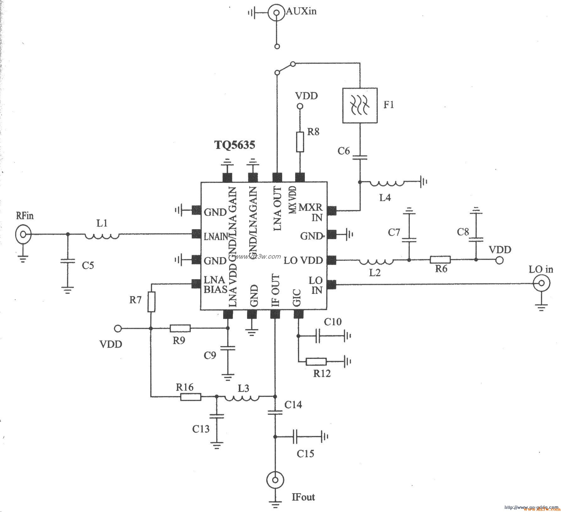 CDMA PCS频段接收器TQ56电路图