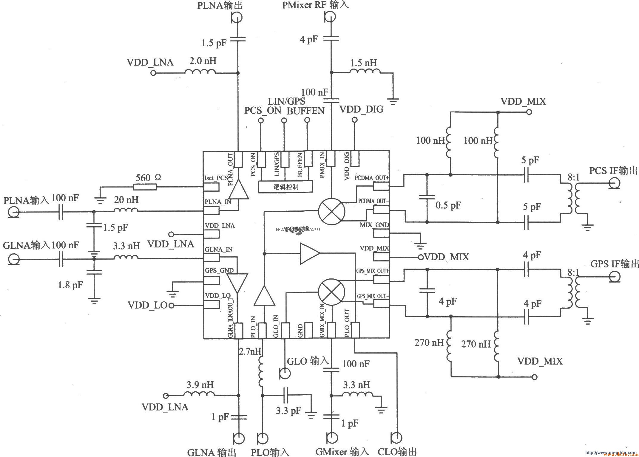 KPCS CDMA/GPS双模式接收电路图
