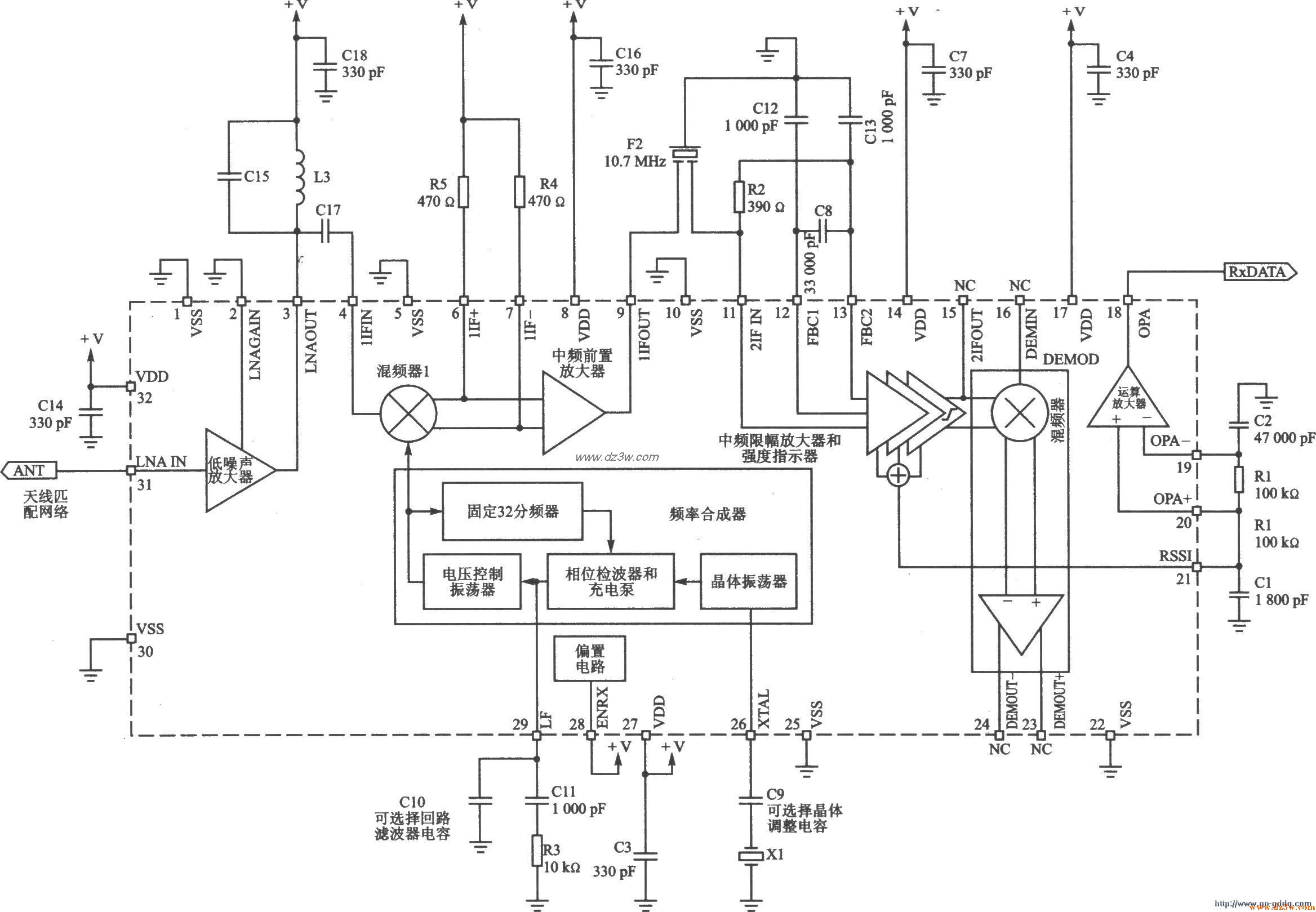 ASK/FSK/FM超外差式接收电路图