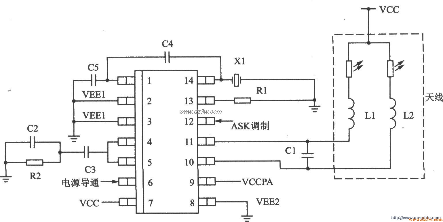 ASK发射器KESTX01应用电电路图