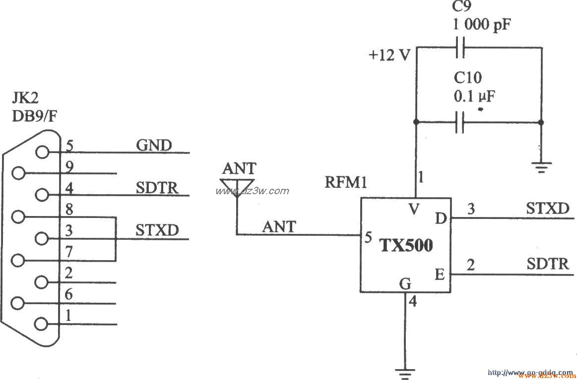 ASK发射器模块TX500特性电路图