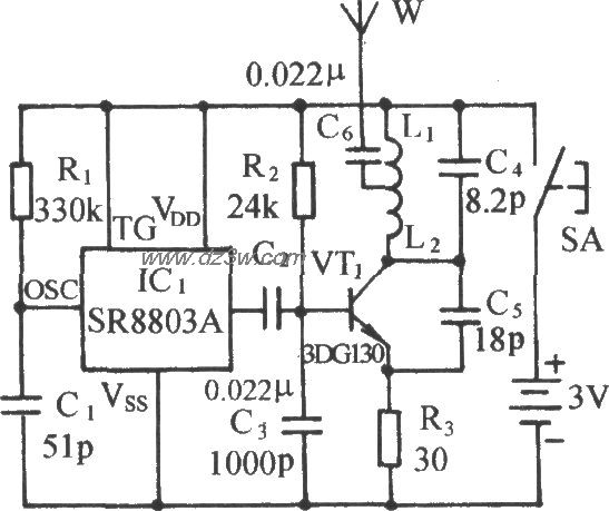 微型无线监听调频(FM)发电路图