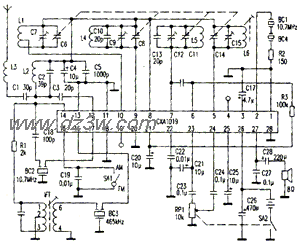 随身听收音IC  CXA1019集电路图