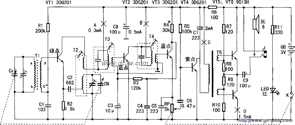 中夏牌S66D型收音机电路电路图