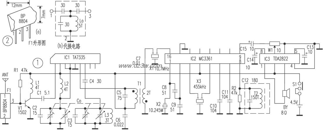 二次变频调频收音机电路图