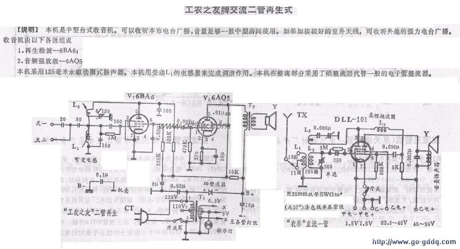 工农之友型电子管收音机电路图