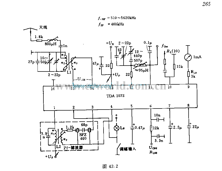 TDA1072组成的收音机电路电路图
