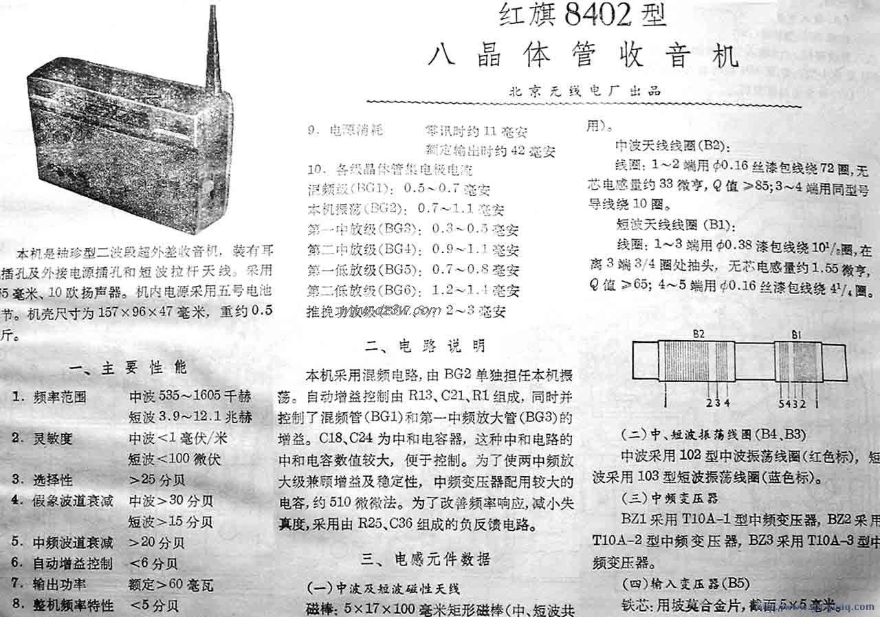 红旗8402型晶体管收音机电路图