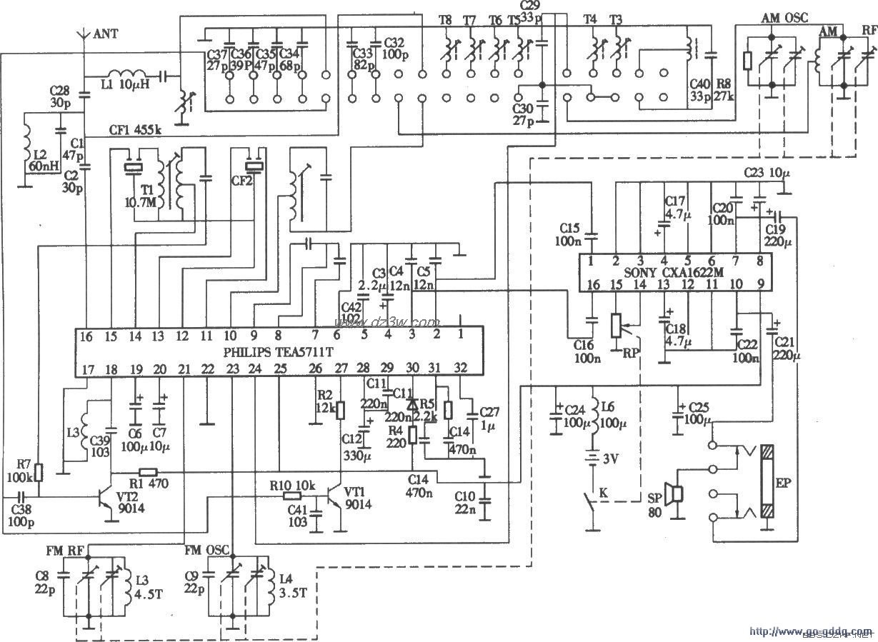 德生R-808A立体声收音机电路图