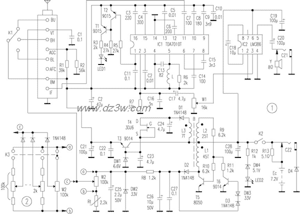 便携式45～470MHz调频接电路图