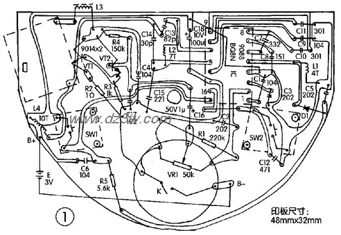 金叶GL-891调频收音机原电路图