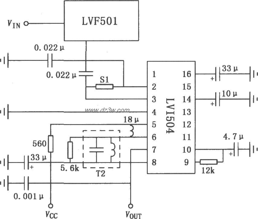 LVF501  FM收音机调谐器电路图