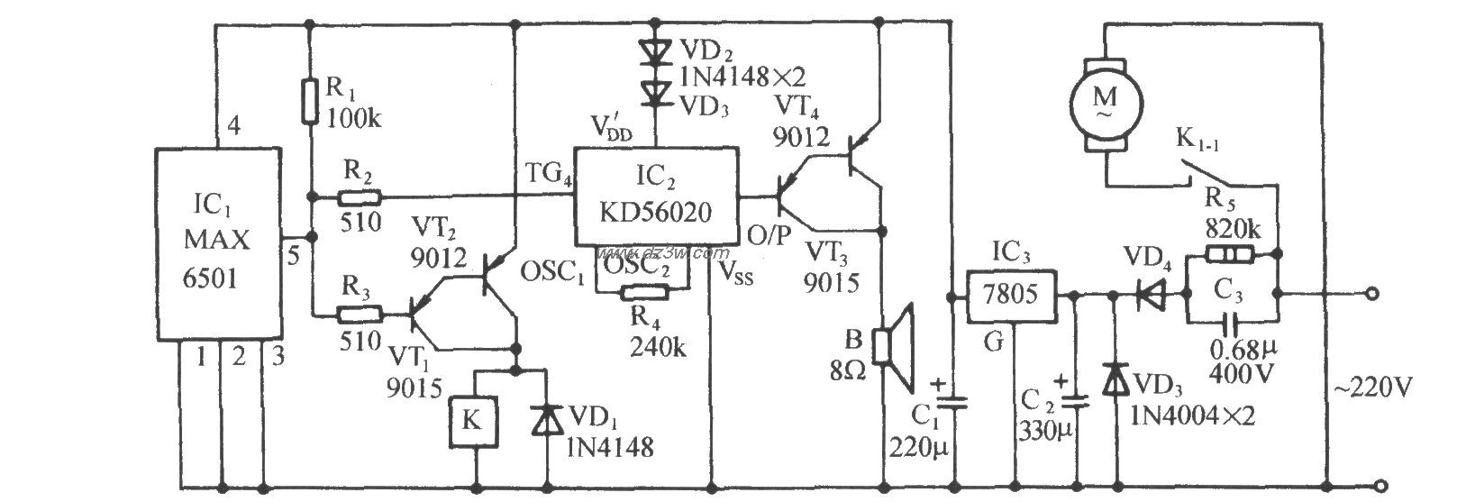 采用温度开关集成电路MA电路图