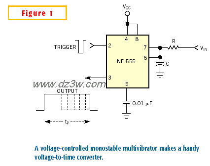 用555制作的V/T(电压/时电路图