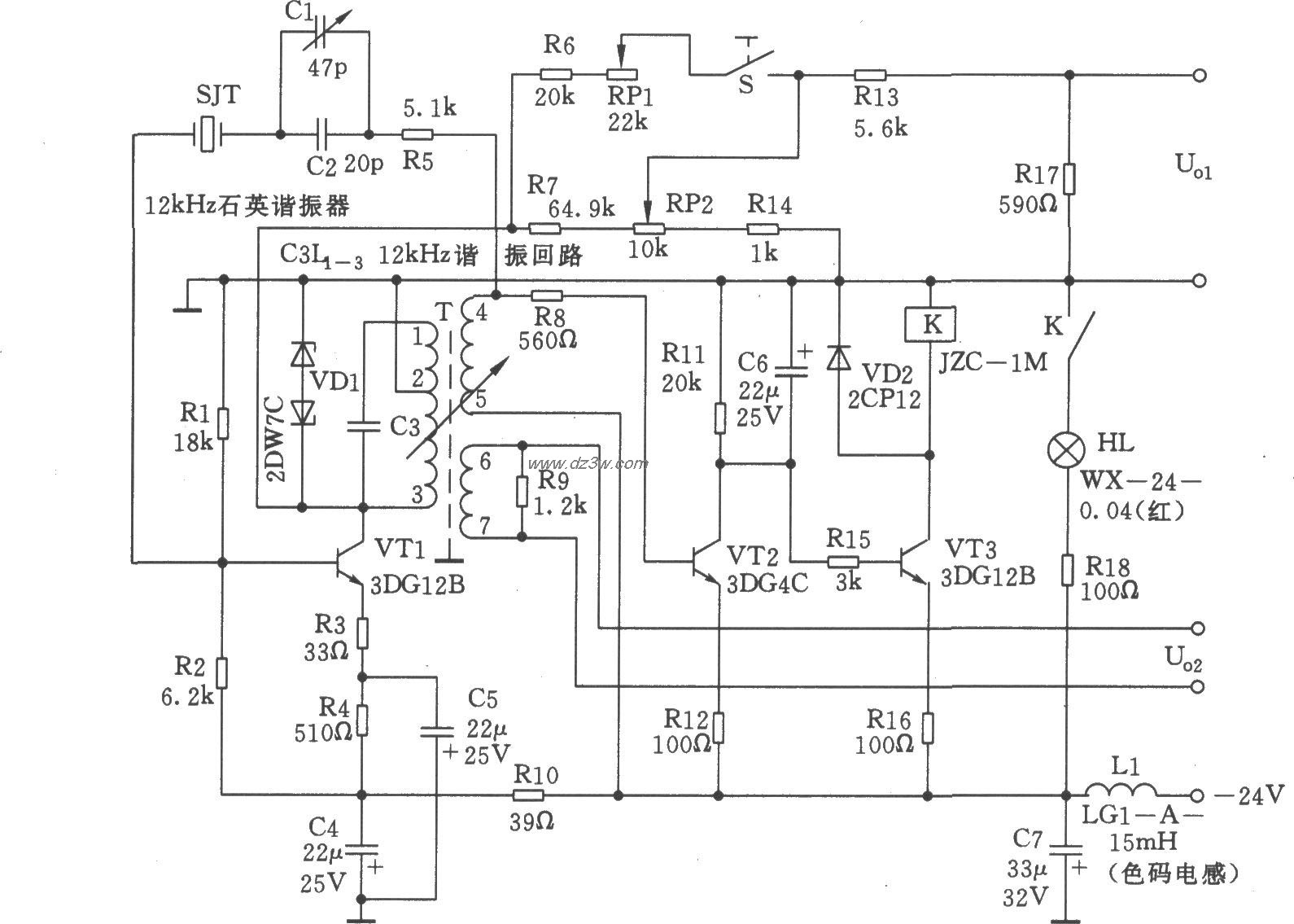 12kHz中频振荡器电路图电路图