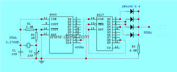 50Hz时基信号发生器电路电路图