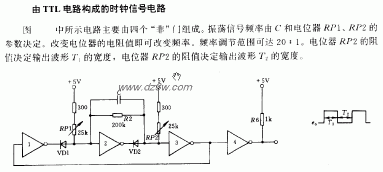 TTL电路构成的时钟信号电电路图